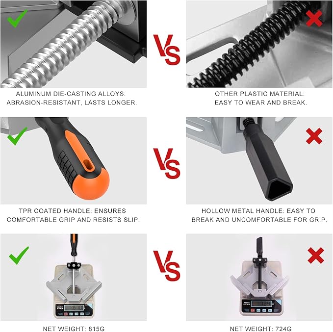 Right Angle Clamp, Housolution [8 PACK] Single Handle 90° Aluminum Alloy Corner Clamp, Clamps for Woodworking Adjustable Swing Jaw, Woodworking Tools Photo Frame Vise Holder