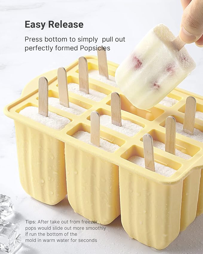 Popsicles Molds, MEETRUE 12 Pieces Silicone Popsicle Molds Easy-Release - Image 4