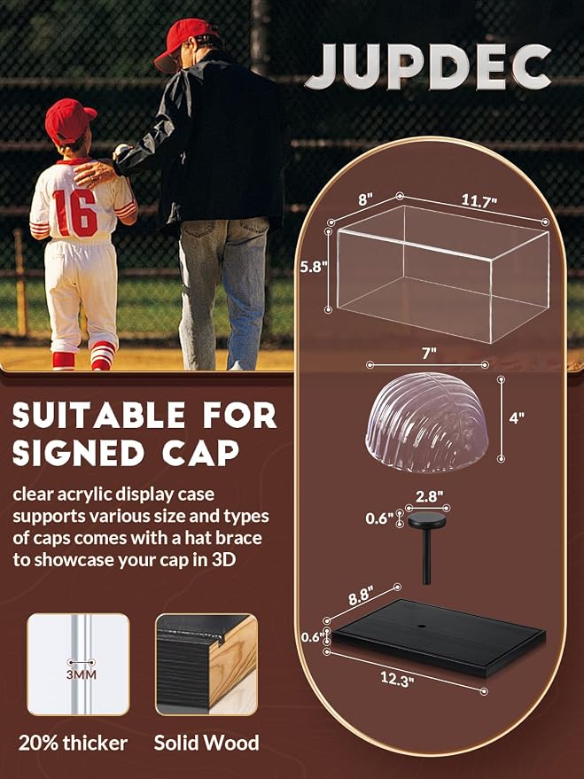 JupDec Hat Display Case, UV Protection Signed Hat Transparent Showcase - Image 5