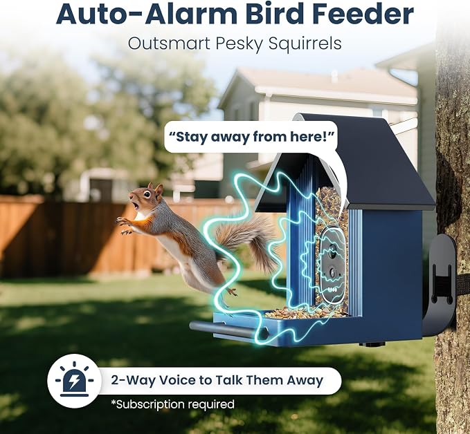 Smart Metal Bird Feeder with Camera, Light Blue | Squirrel Proof, 2.5K UHD AI - Image 3