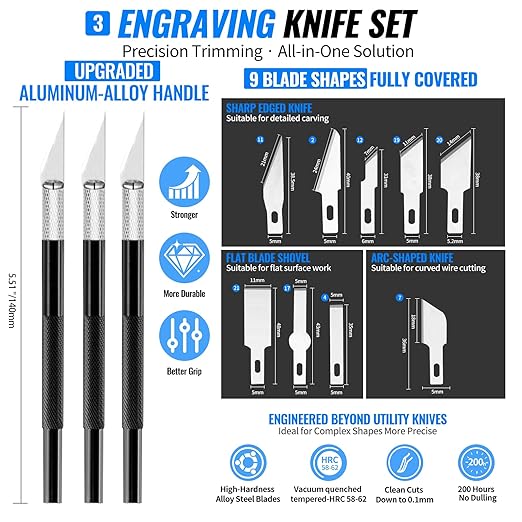 68Pcs 3D Printer Tools Kit with Storage Case, FDM/SLA Printer Accessories - Deburring Tool, 3D Print Removing Scrapers, Metal Files, Brushes, Hand Drill, Tweezers, for Bambu Lab, Ender 3, Kobra, etc.