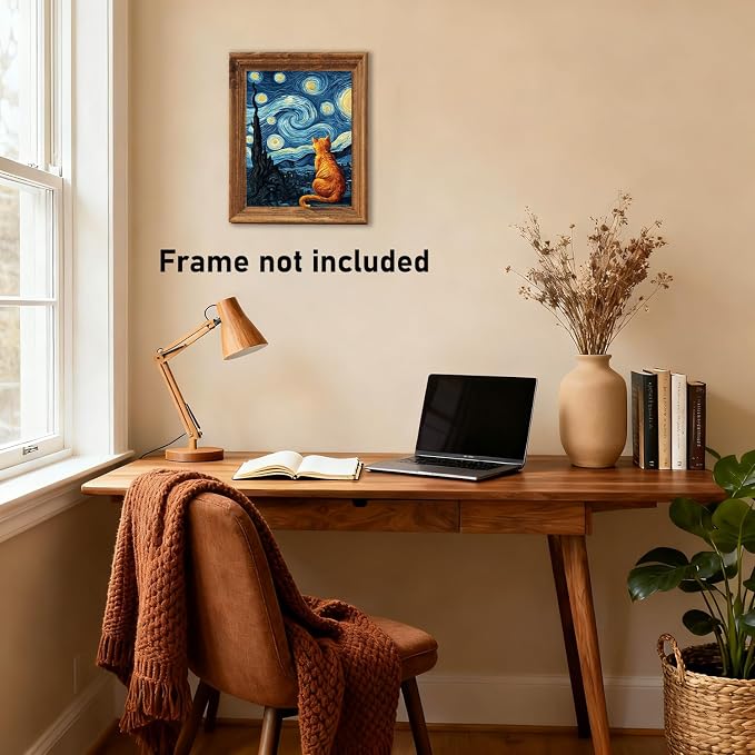 RLTXBUK Cat Cross Stitch Kits, Starry Night Orange Kitten Stamped Counted Cross - Image 6