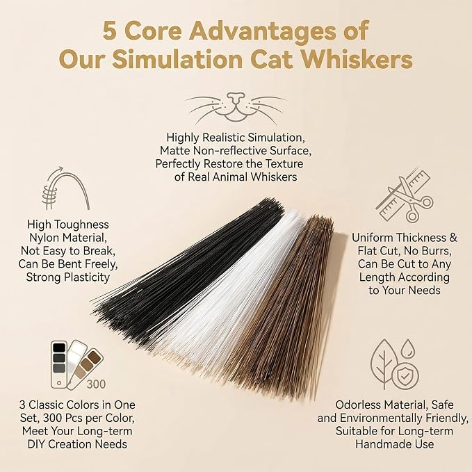 900 Pieces 7.5cm Professional Plastic Craft Whiskers, Soft Sculpture and Art - Image 3