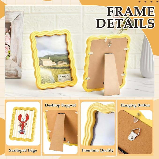AceOrbit 5 x 7 Colorful Scalloped Picture Frame Scallop Edges Maximalist - Image 3