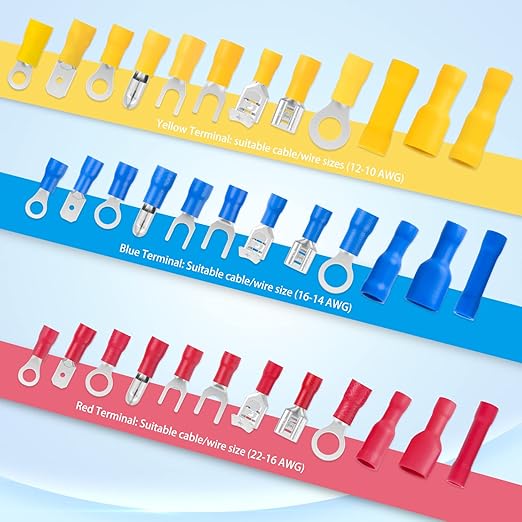 Nilight 840pcs Mixed Quick Disconnect Connector Butt Splice Ring Fork Spade Bullet Piggy Back Insulated Terminal Crimp Assortment Kit for Automotive Wiring Projects