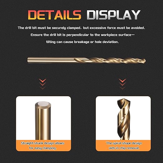 Drill Bit, 3/32" Cutting Diameter (2.381mm), 4241 HSS Gold 118° Cutting Angle Versatile Jobber Bits - (Applications: for Drilling Plastic Wood Soft Thin Metal), 10-Pieces