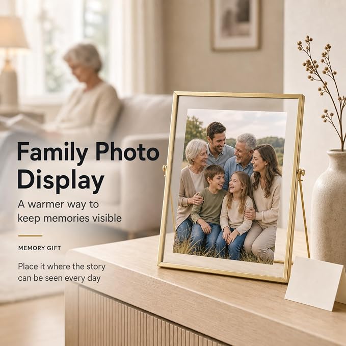 AceList Floating Picture Frame, 2 Pack 8x10 Gold Double Glass | Clear - Image 9