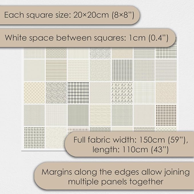 Cotton Satin Patchwork Fabric Panel – 35 Designs, 20×20 cm Squares, Single - Image 5