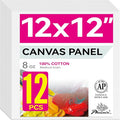 PHOENIX Square Painting Canvas Panels 12x12 Inch, 12 Value Pack - 8 Oz Triple by PHOENIX