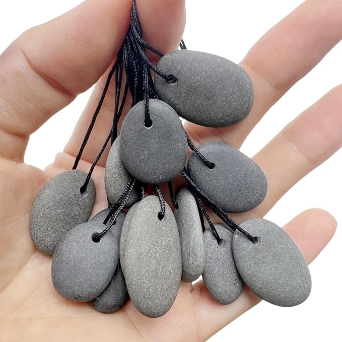 CYLHCM 12PCS Top Drilled Tiny Flat River Stones to Paint, 0.8"-1.0"Craft Rocks - Image 3
