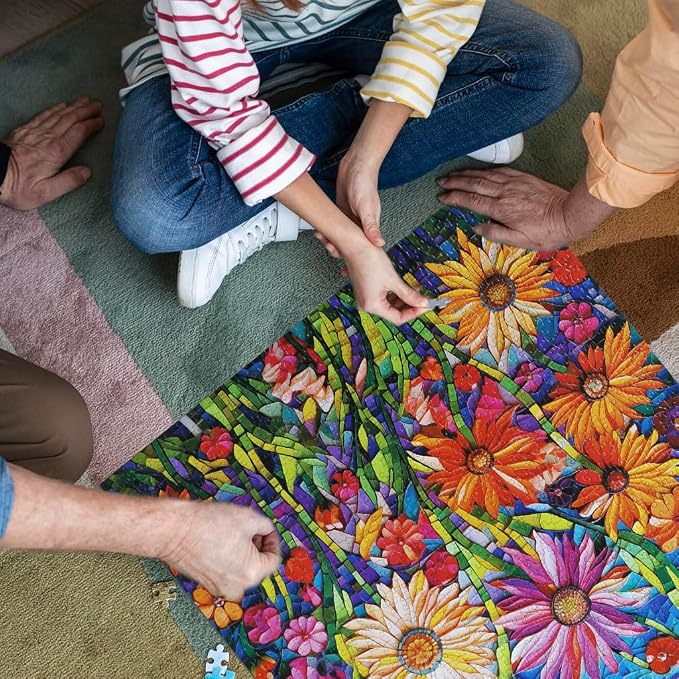 Bgraamiens-Mosaic Art Flowers-1000 Pieces Puzzle - Image 7
