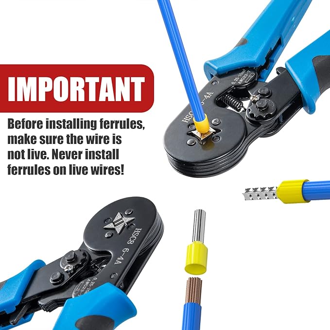 Ferrule Crimping Tool Kit, LUNEY Crimper Plier with 1250PCS Wire Ferrules Kit Wire End Terminals, Self-adjustable Ratchet Tool Set for AWG 23-7 Cable connectors, 0.25-10mm²