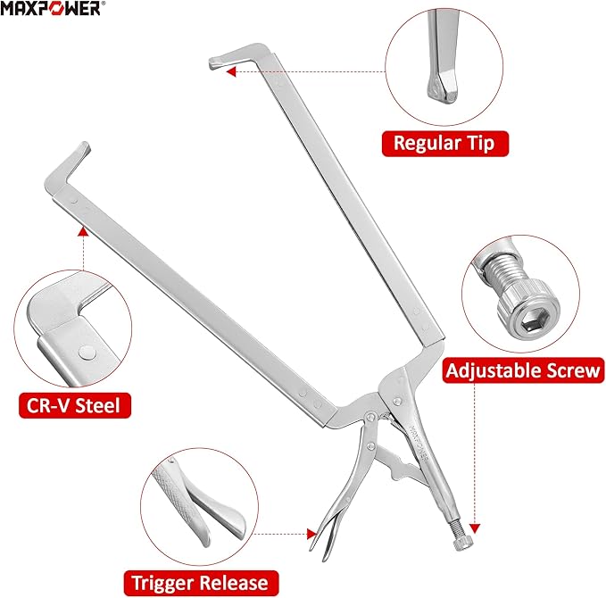 MAXPOWER 24-inch C Clamp Locking Pliers, Locking C Clamp with Regular Tips, MAX Jaw Capacity Up to 11"