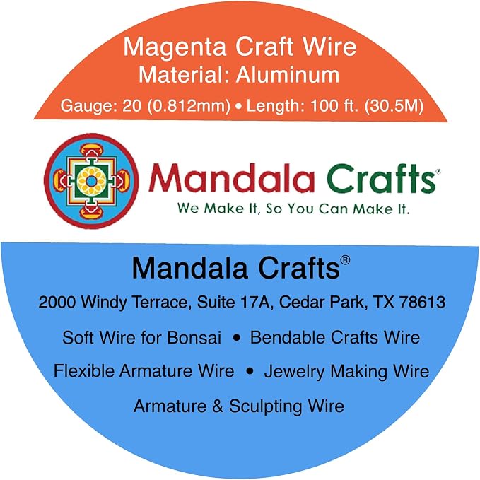 Mandala Crafts 20 Gauge Magenta Anodized Aluminum Craft Wire, 100 FT | Colored - Image 3