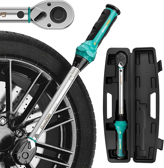 Torque Wrench 3/8 Drive, Inch Pounds Torque Wrench, Bike Tool Small Mini Click Torque Wrenches 72 Th 20-100Ft.lb/27.1-135.6Nm, Bicycle Car Tire Adjustable In Ibs Torch Wrench With Storage Case