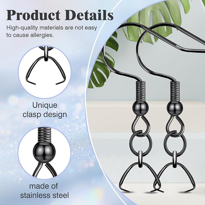 Earring Hooks 50PCS/25Pairs, Stainless Steel Ear Wires Fish Hooks, - Image 3