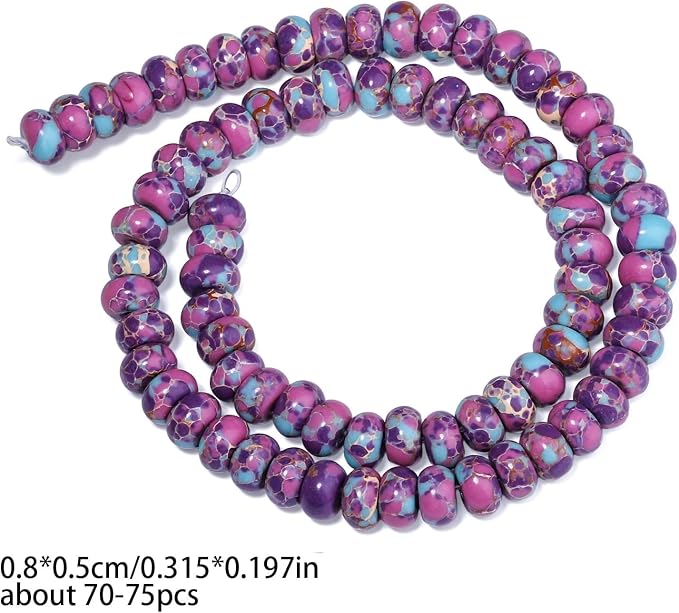 Songxi 5x8mm Natural Purple Blue Emperor Stone Rondelle Beads, Gemstone - Image 2