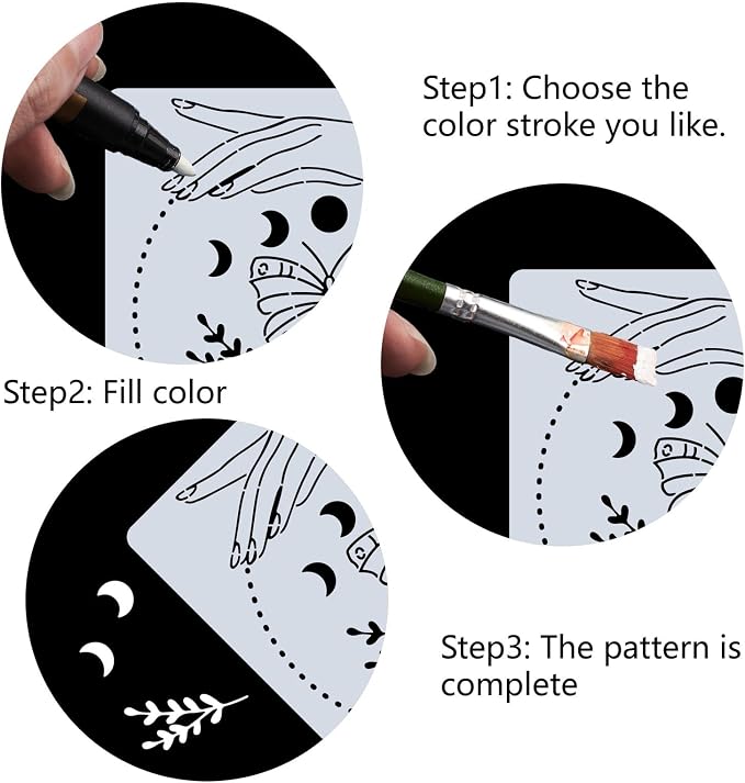 GORGECRAFT 12"X12"Moon Phase Stencil Butterfly Templates Square Plastic Leaves - Image 4