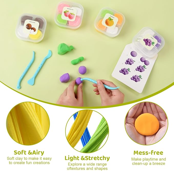 Both idea Air Dry Clay Kit, Food Theme | 12 Packs, Non-Toxic Kids Gift | School - Image 4