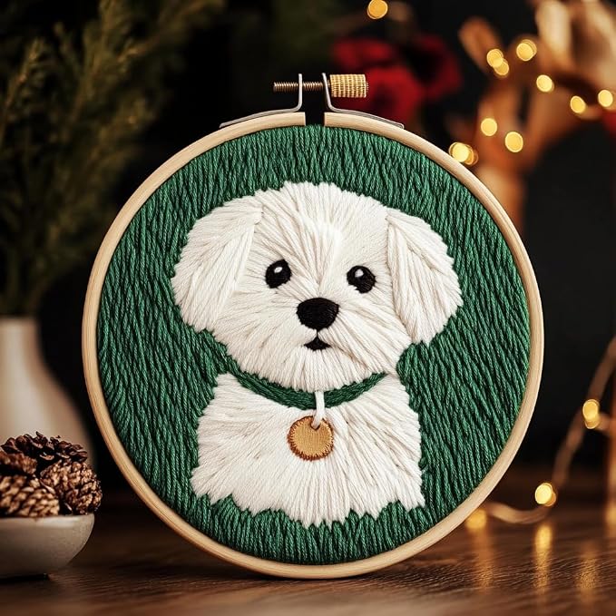 DIY Punch Needle Kits Cute Maltese Dog by Unknown