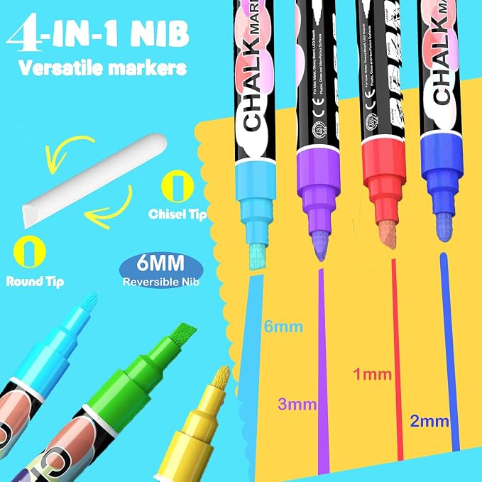 Liquid Chalk Markers for Blackboard, 24 colors Erasable Chalk Markers Pen for - Image 2