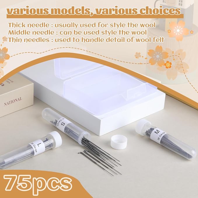 Needle Felting Needles, Needle Felting Supplies, 75 Wool Felting Needles - Image 3