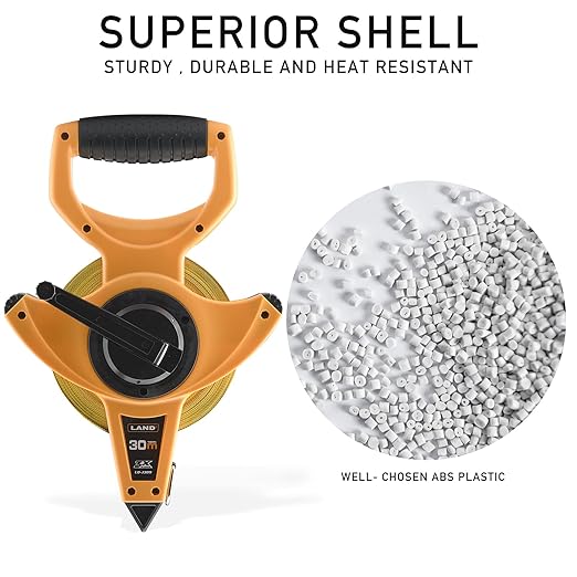 LAND 100FT/30M Heavy Duty Fiberglass Tape Measure - 1/2-Inch Wide, Dual Inch/Metric Scale, Durable Open Reel Measuring Tape for Surveying, Engineering, Runway Construction