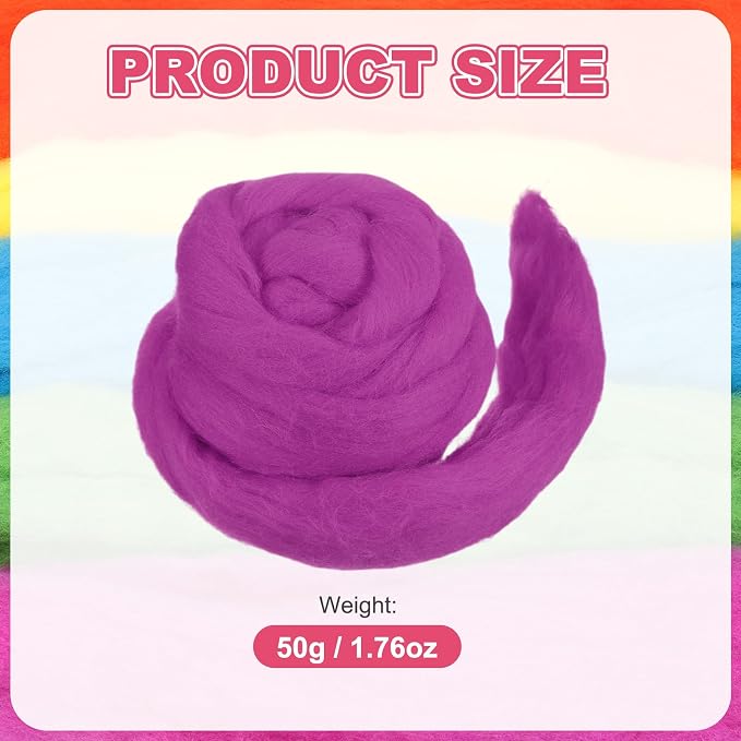 MECCANIXITY Wool Roving Yarn Soft Felting Wool 50g/1.76oz Pure Chunky Roving - Image 2