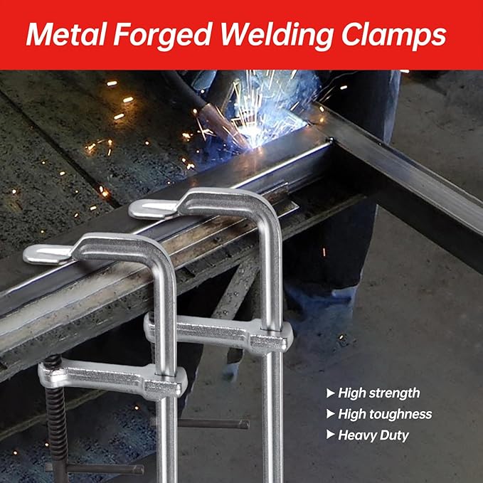 4-Pack Welding Bar Clamps 12 Inch, Drop Forged Steel Bar Clamps Throat Depth 3 inch Load Force 450 Lbs for Woodworking,Welding, Metal working