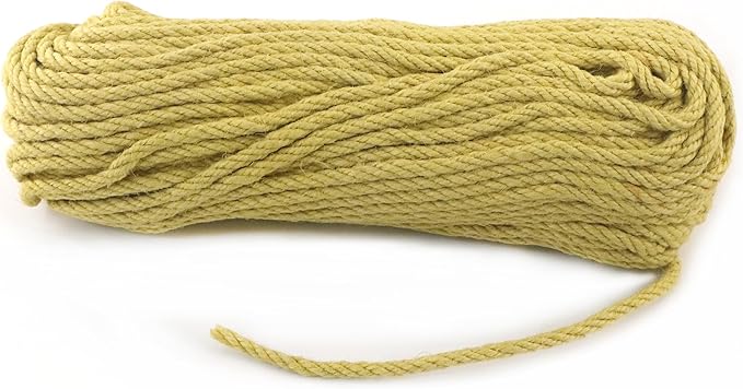 6mm x 50 Feet Yellow Jute Rope, Twine for Gardening Tomato Climbing Plant Tie Floristry Crafts Gift Wrapping Packing Decor