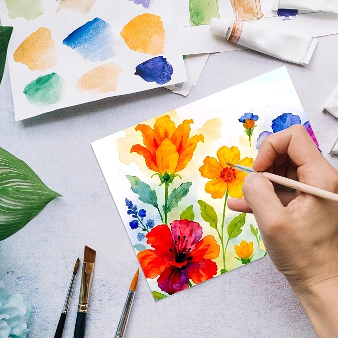 100 Sheets Watercolor Paper Bulk，9 x 12 Inch Cold Press 140 lb/300 GSM Water - Image 2