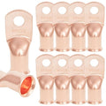 10PCS 4/0AWG - 3/8''Stud Heavy Duty Copper Terminals,Battery Cable Crimp Lugs,Battery Cable Ends,Bare Copper Eyelets Tubular Ring Terminals,Closed End Crimp Electric Connectors