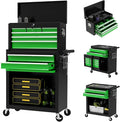 8-Drawer Rolling Tool Chest with Wheels, 2-in-1 Detachable Tool Box with Drawers and Large Cabinet, Rolling Tool Chest Storage Cabinet with Lockable for Warehouse, Garage, Workshop (BlackGreen)