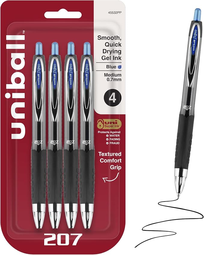 uniball™ 207 Gel Pens, 0.7mm Medium Point, Retractable, Smooth Writing by uni-ball