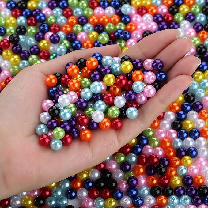 DUQGUHO Pearls for Bracelets 8mm Colorful Beads for Jewelry Making Fake Pearl by DUQGUHO