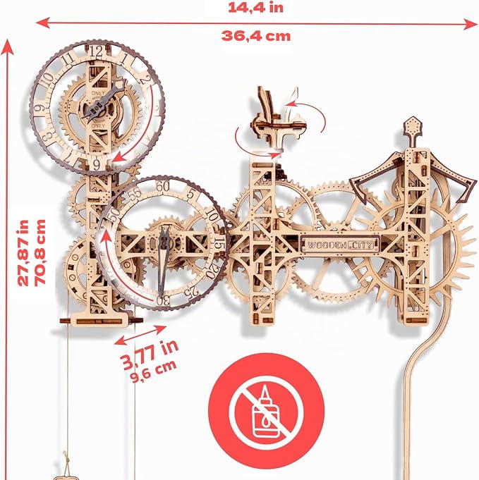 WOODEN.CITY Steampunk Wall Clock Kit – 3D Wooden Puzzle - Image 5