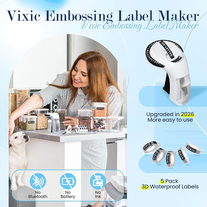 Vixic Embossing Label Maker, Embossed Old School Label Maker Retro Labeler - Image 2