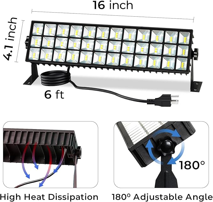 4Pack 100W Shop Lights, 11000LM 6000K Daylight White Super Brighter LED, IP66 Waterproof Garage Light with 1.8M/6FT Cord for Workshop Workbench Garage Yard Warehouse