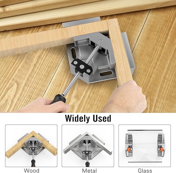 Right Angle Clamp, Housolution [8 PACK] Single Handle 90° Aluminum Alloy Corner Clamp, Clamps for Woodworking Adjustable Swing Jaw, Woodworking Tools Photo Frame Vise Holder