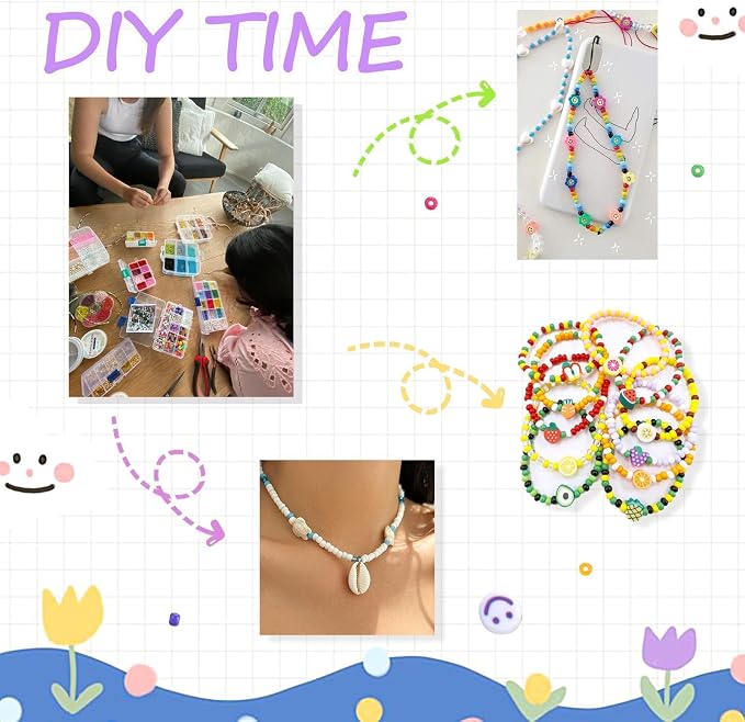 efivs arts 3500PCS 6/0 Glass Seed Beads, 24 Colors Small Beads Kit Bracelet - Image 5