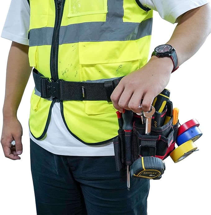 MELOTOUGH 2" Nylon Web Work Tool Belt for Men with Heavy Duty Quick Release Rugged Metal Buckle outdoor men's belt Tool Belts (Black)