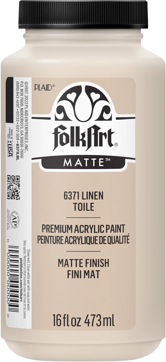 FolkArt Matte Acrylic Paint in Assorted Colors, 16 oz, Linen 16 Fl Oz by FolkArt