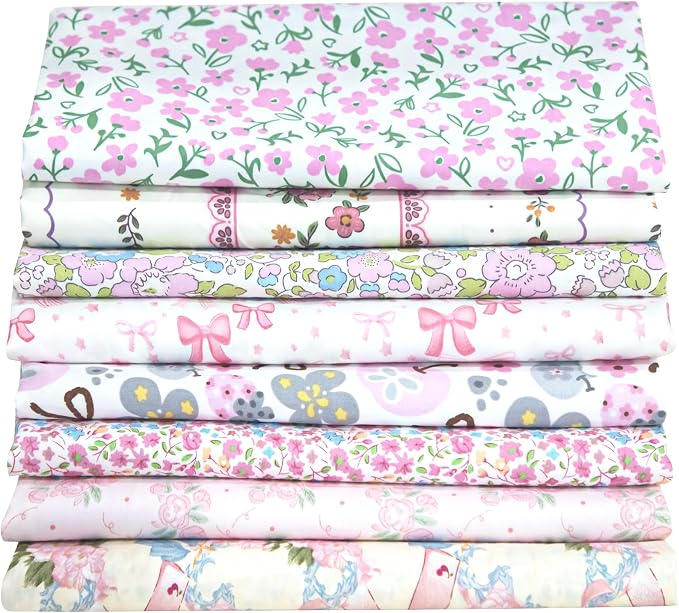 Aubliss 8pcs Fat Quarter Fabric Bundles Quilting Cotton Craft Fabric Pre-Cut by Aubliss