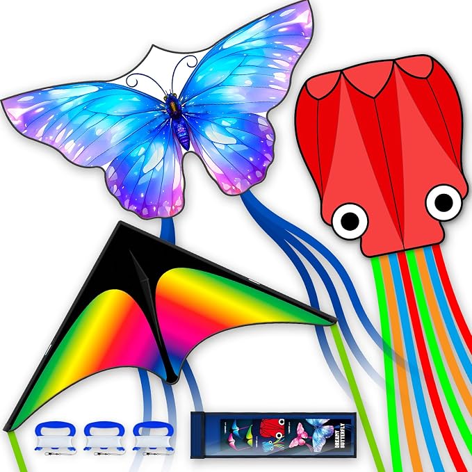 SGftre 3 Piece Set Butterfly Delta Octopus Kites by SGftre