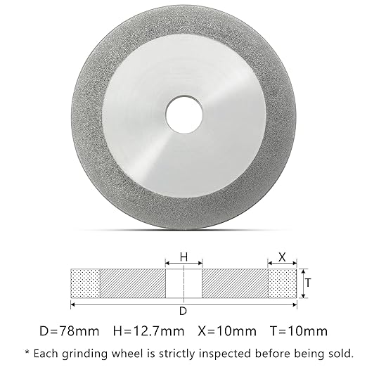 3 inch Flat Diamond Grinding Wheel 150 Grit, 1/2" Arbor, 10mm Wide for Grinding Tungsten,Carbide, Glass,Ceramic, Gem