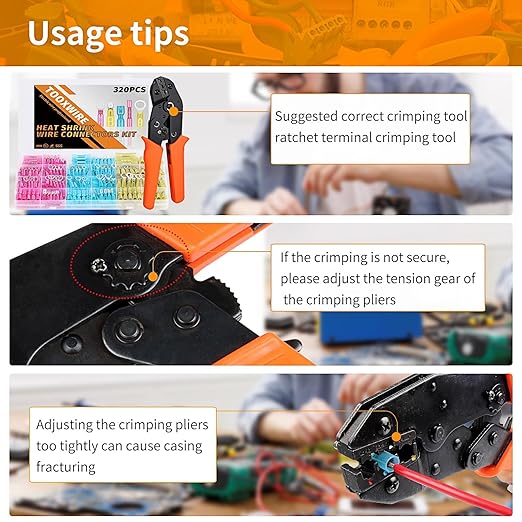 320PCS Electrical Connectors Red Copper, Heat Shrink Wire Connectors Kit, Crimp Connector Wire Terminals for Automotive Marine