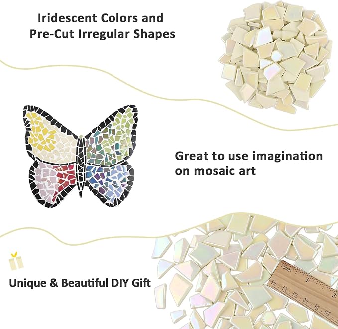 Youway Style Iridescent Cream Glass Mosaic Tiles - Image 7