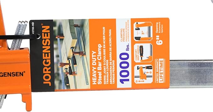 Pony Jorgensen 3706-HD Heavy Duty Steel Bar Clamp, Orange, 6-Inch