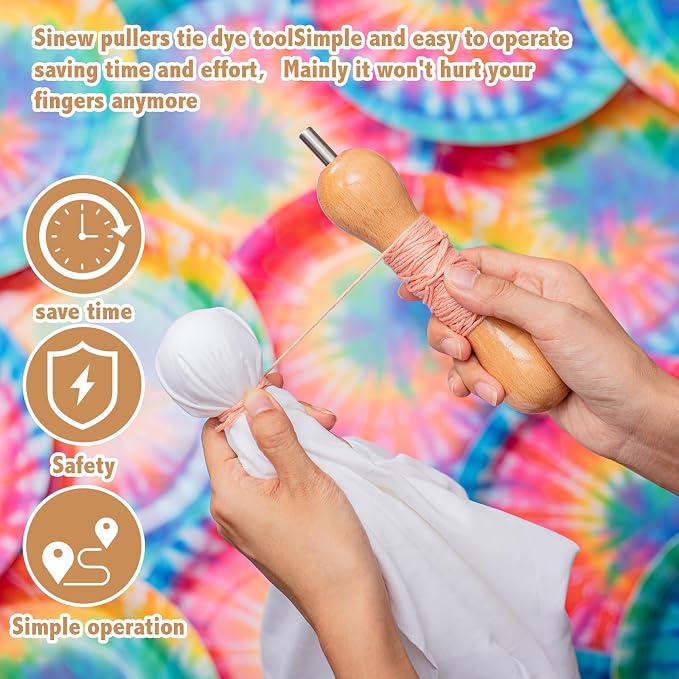 Thyle 1 Pcs Sinew for Tie Dye Wooden Pulling Tool, Handheld Wringer Device DIY - Image 5