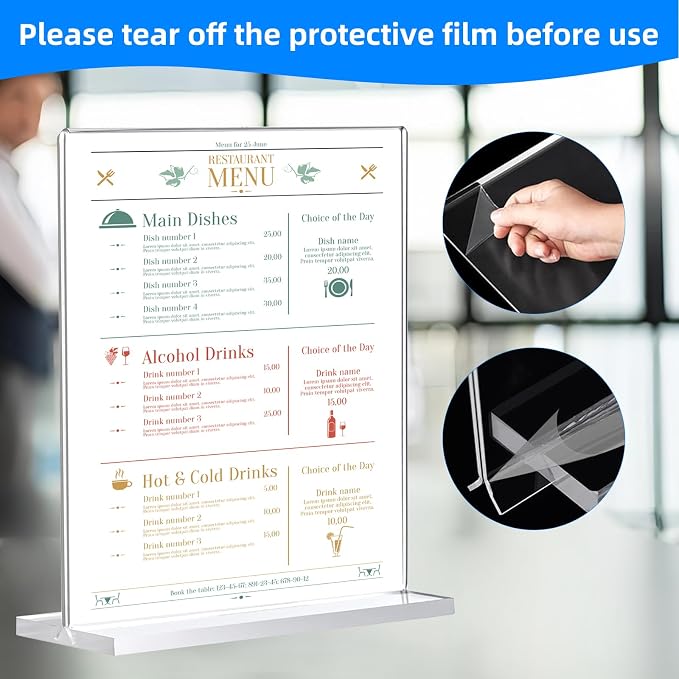 3 Pack Acrylic Sign Holder 8.5 x 11, Double-Sided Clear Sign Holder Plastic - Image 3